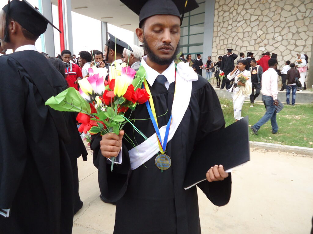 A graduation photo of Abrhaley T. Habte